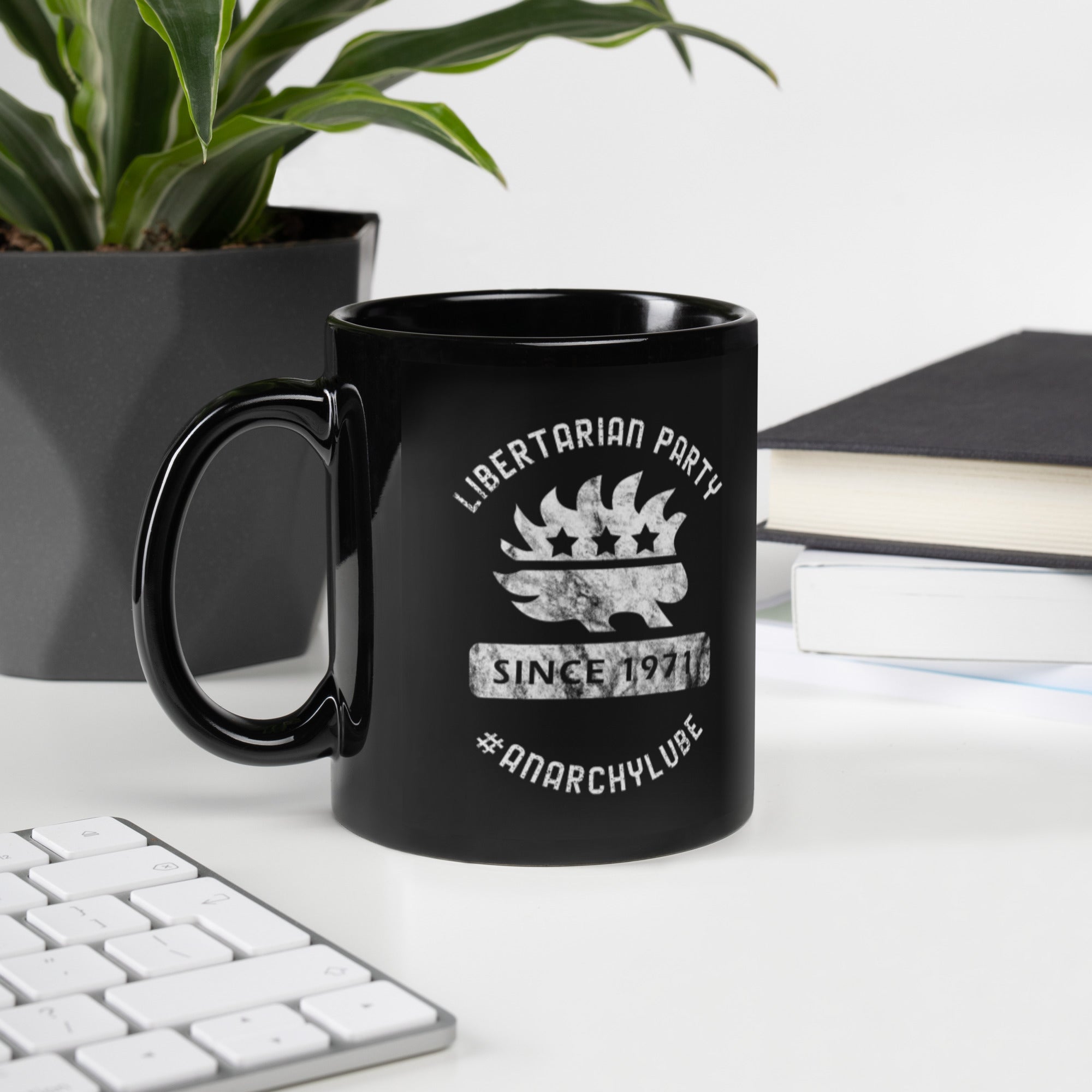 Libertarian Party #AnarchyLube NARP Black Glossy Mug