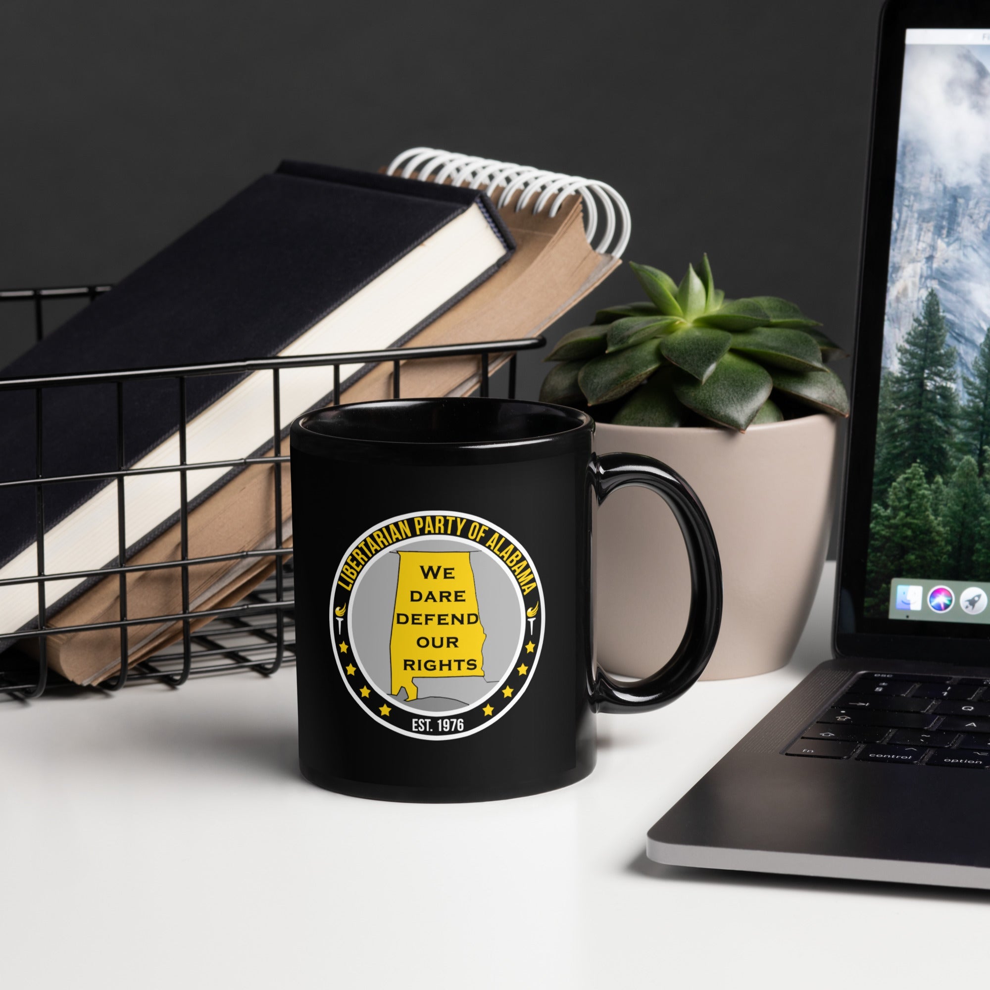LP Alabama Dare Defend our Rights Black Glossy Mug