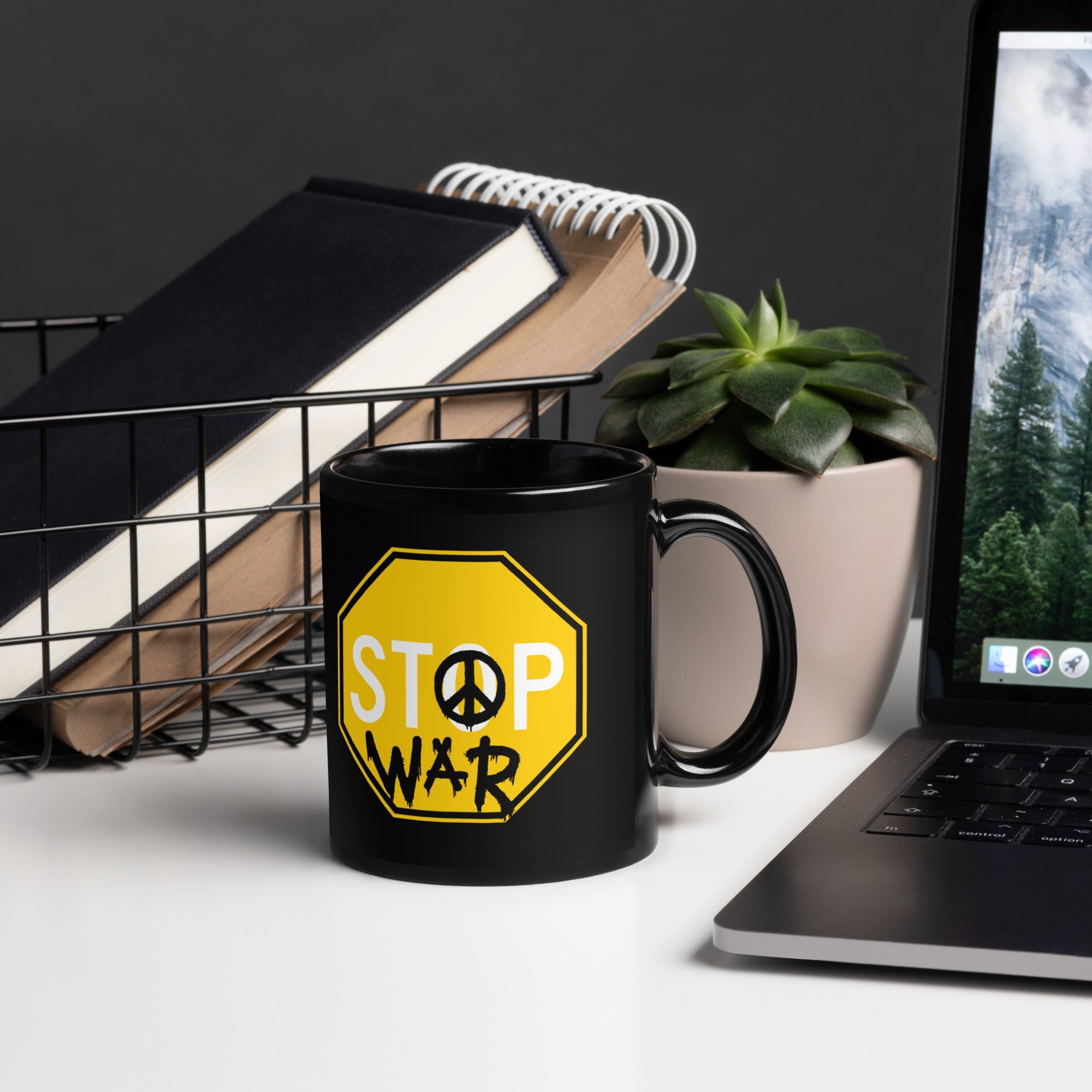 Stop War - Arizona Libertarian Party Black Glossy Mug