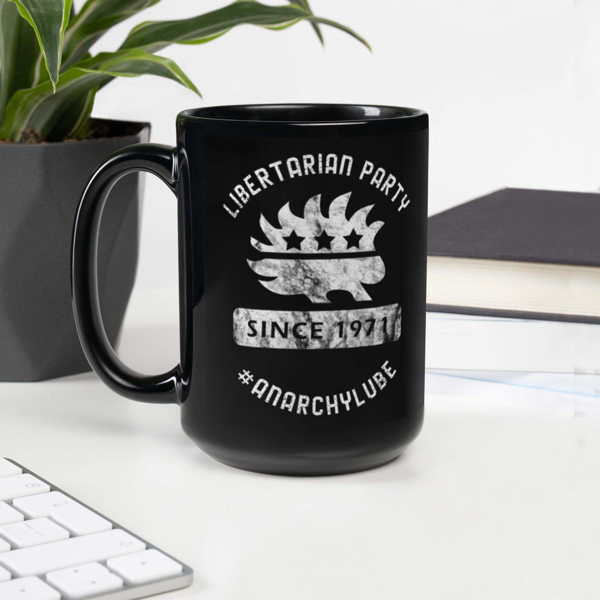 Libertarian Party #AnarchyLube NARP Black Glossy Mug