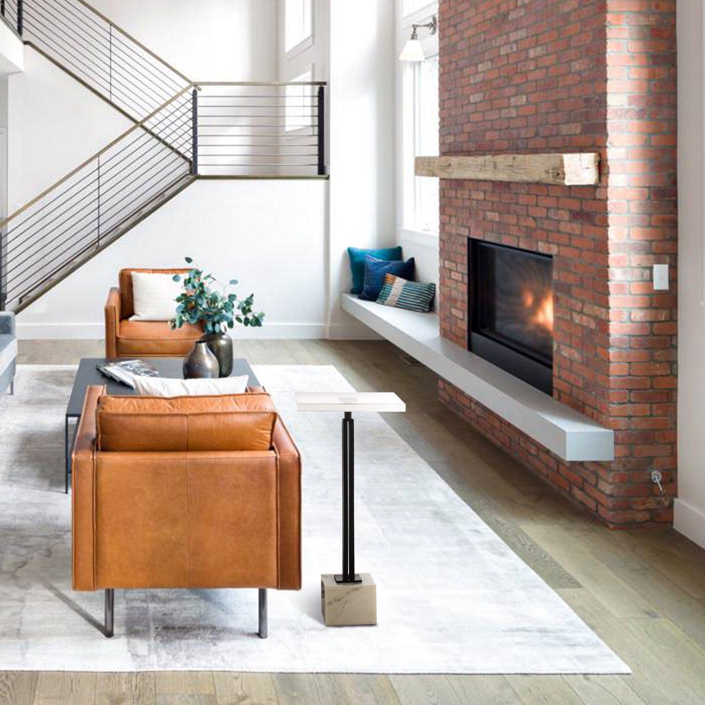 Black Marble Metal Table With Pedestal Base