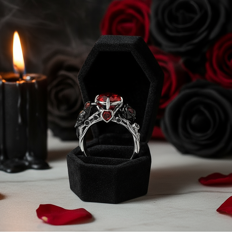Black Crow- 1.25 Carat Diamond Option Gothic Wedding Ring