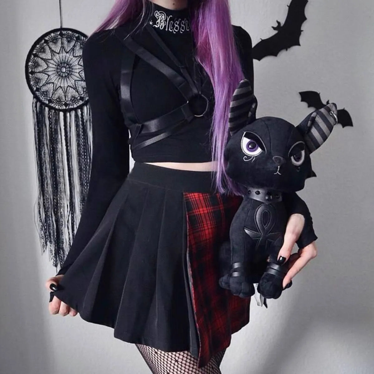 "Blessed" Goth Crop Top