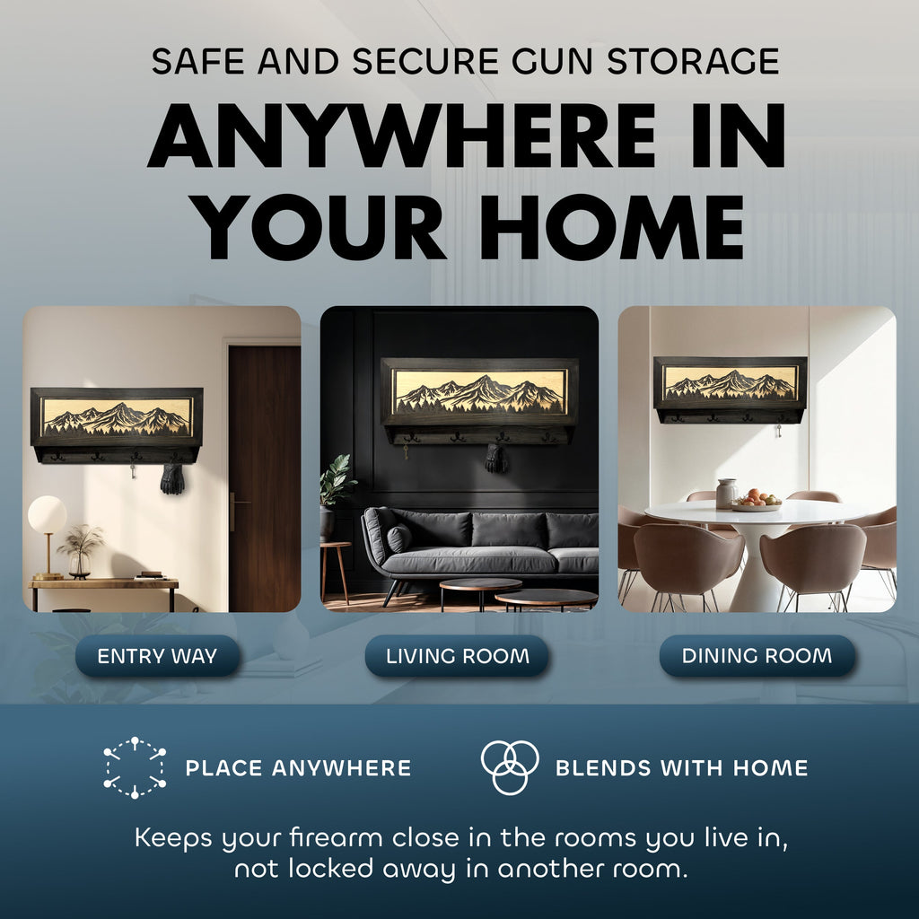 Mountain Scene Concealed Gun Storage Coat, Key, Bag Storage