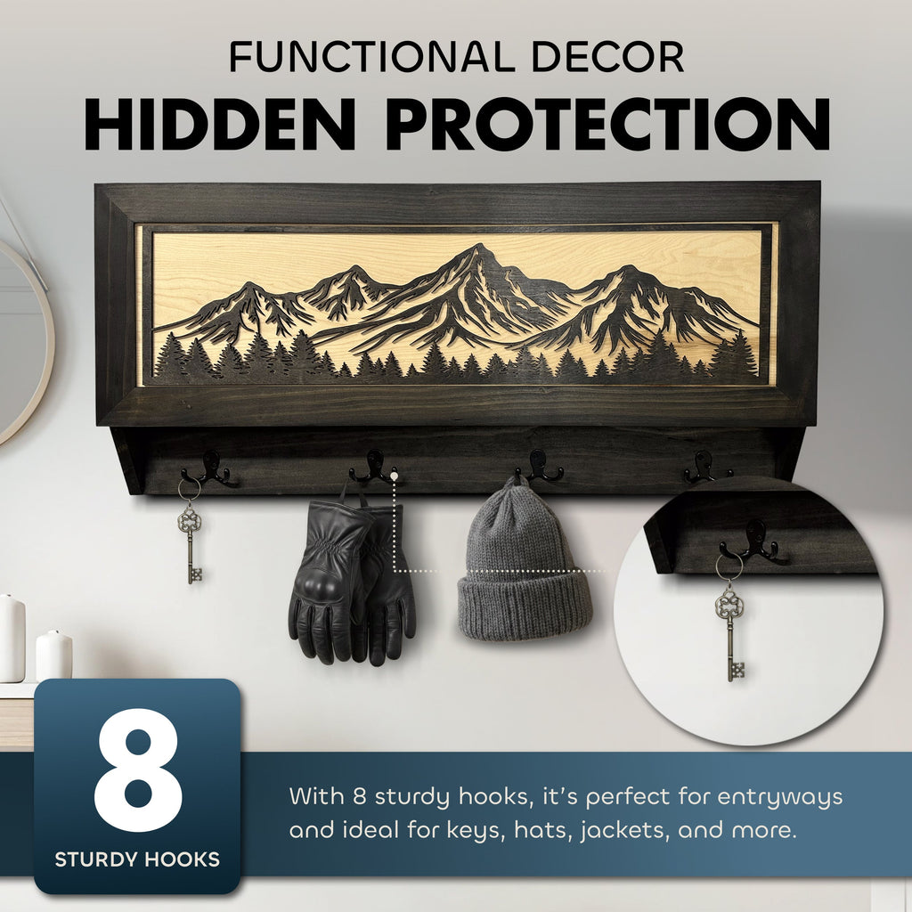 Mountain Scene Concealed Gun Storage Coat, Key, Bag Storage
