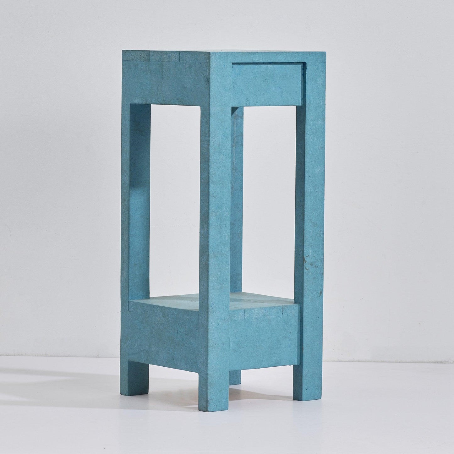Blue Rectangle Wood Side Table