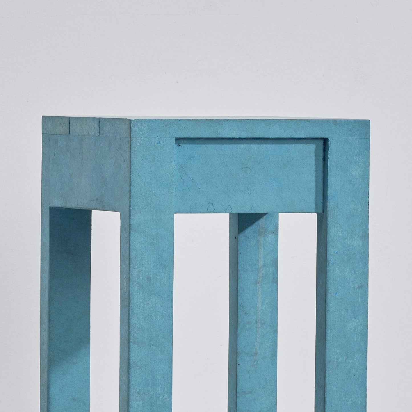 Blue Rectangle Wood Side Table