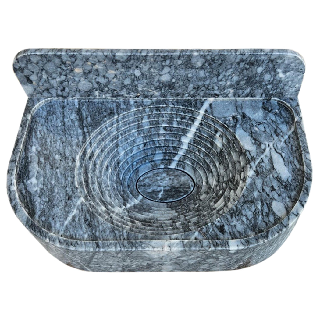 Bursa Gray Marble Wall-Mount Bathroom Sink with 6" Backsplash (W)16" (L)27" (H)6"