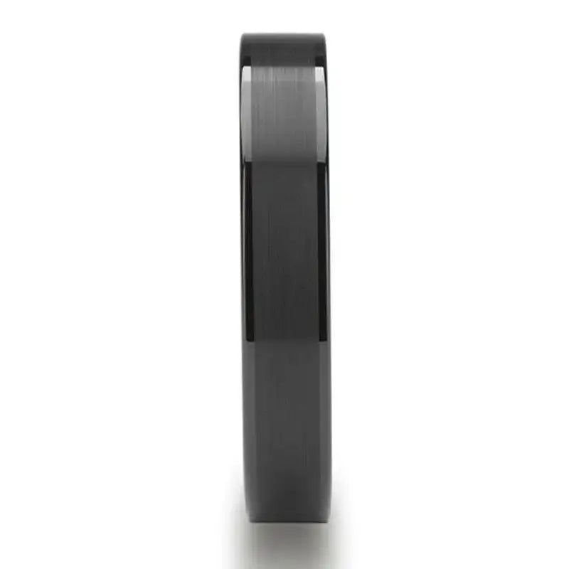 OLIVIA Women’s Flat Black Ceramic Ring with Brushed Center and Polished Edges - 4mm