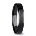 OLIVIA Women’s Flat Black Ceramic Ring with Brushed Center and Polished Edges - 4mm