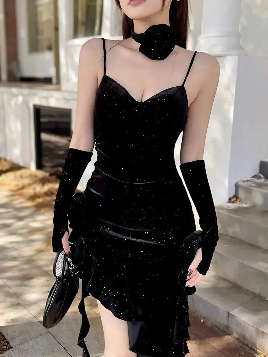 'Red Rose' Holiday Red Hollow Out Lace Velvet Dress