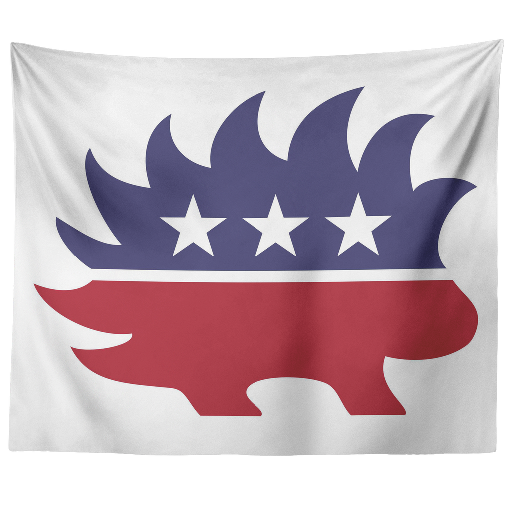 Red White and Blue Porcupine Single-Sided Wall Tapestry
