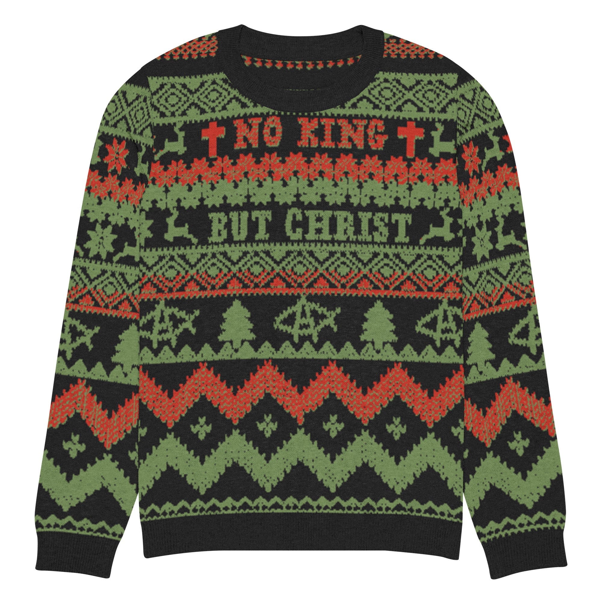 AnarchoChristian No King but Christ Knitted Ugly Christmas Sweater