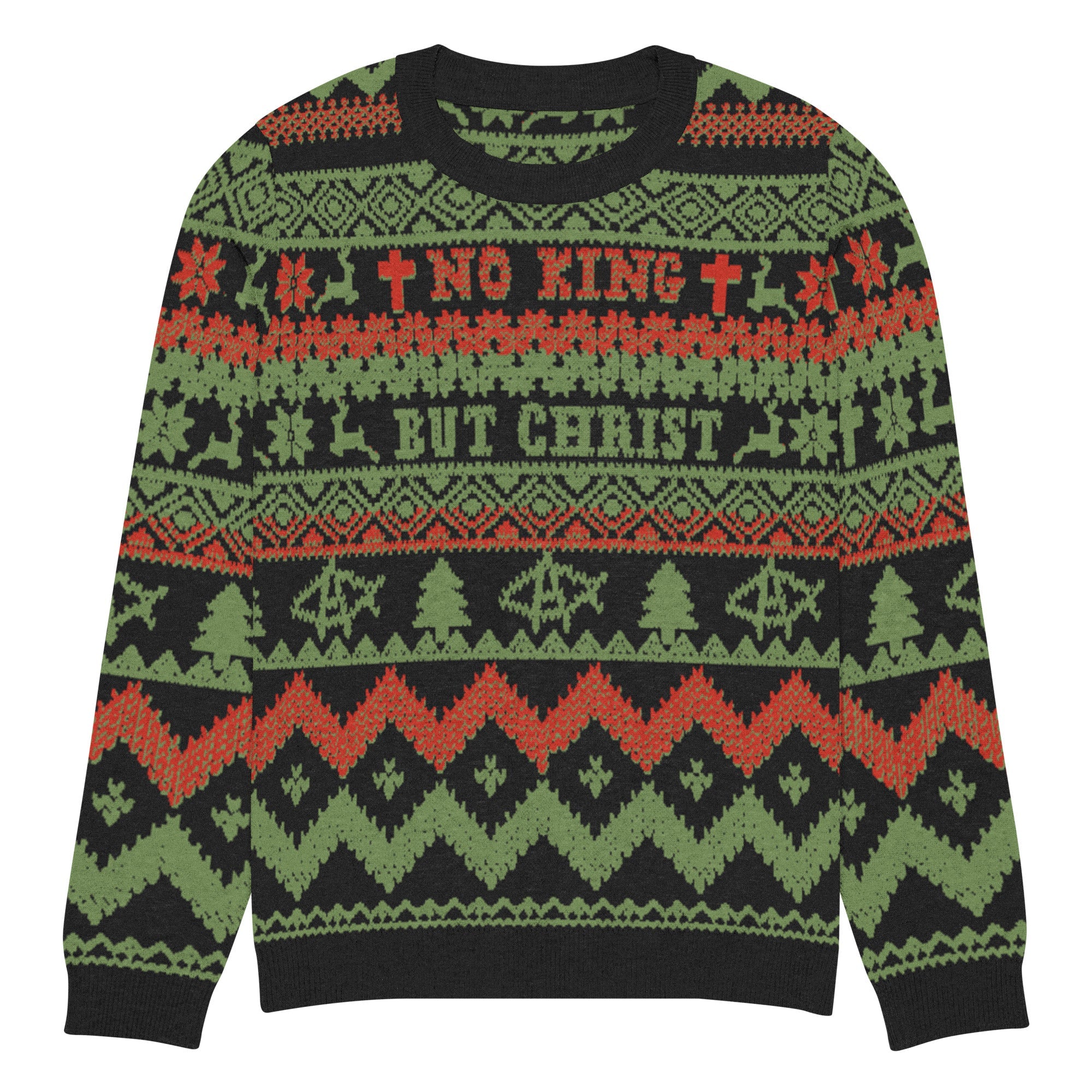 AnarchoChristian No King but Christ Knitted Ugly Christmas Sweater