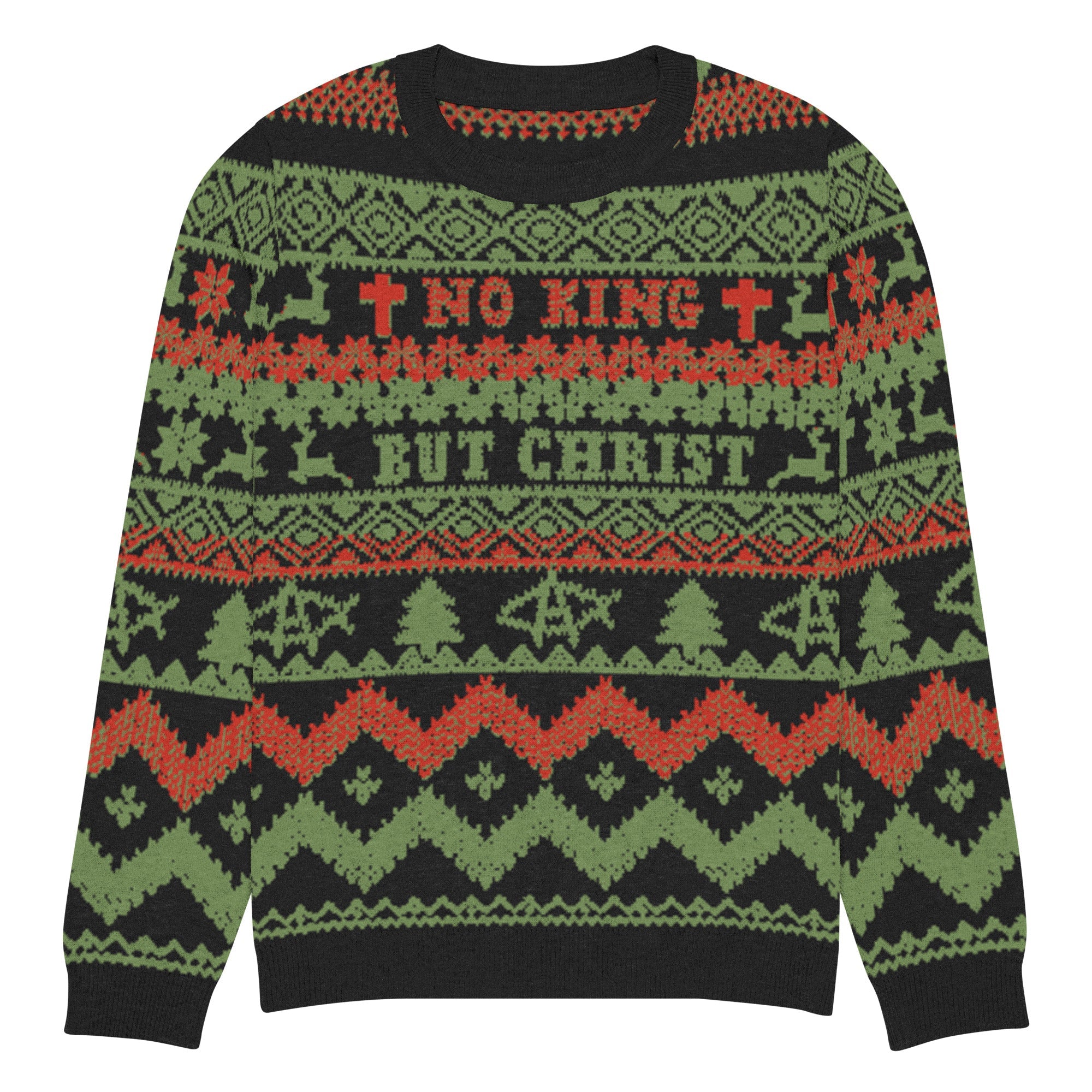 AnarchoChristian No King but Christ Knitted Ugly Christmas Sweater