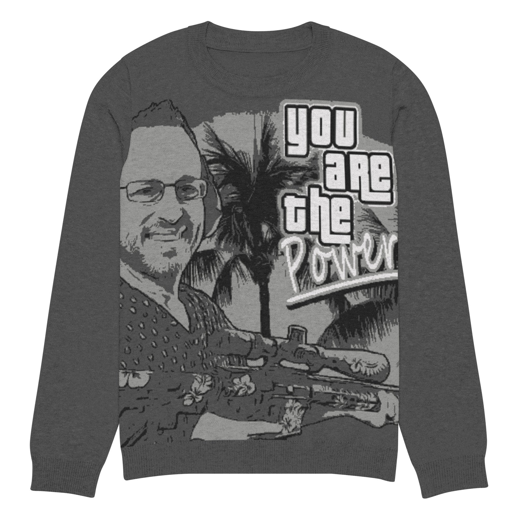 Spike Cohen You are the Power Knitted crew neck sweater