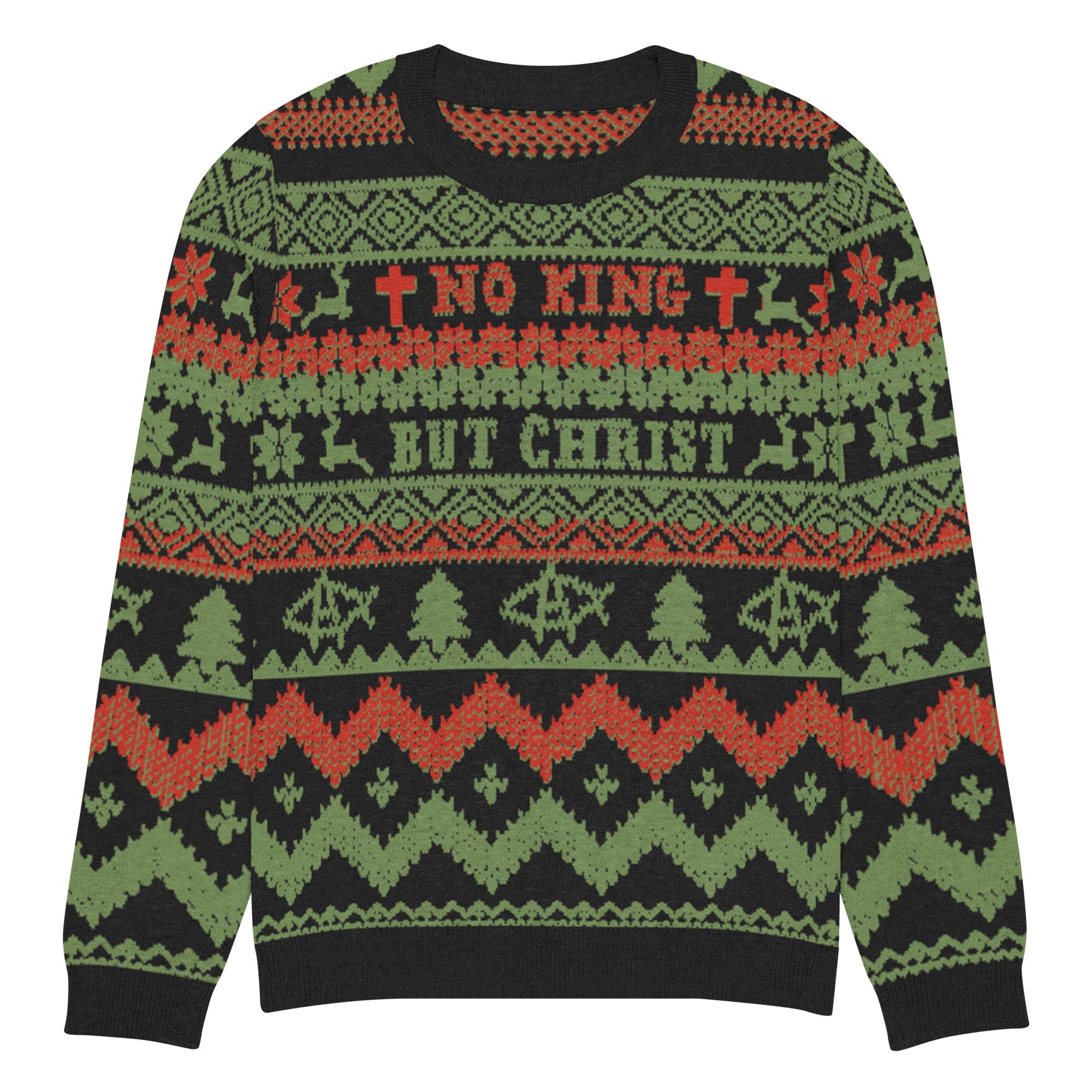 AnarchoChristian No King but Christ Knitted Ugly Christmas Sweater