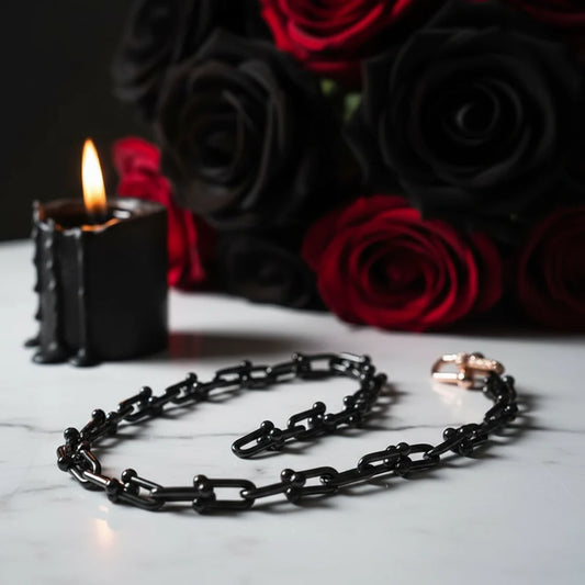 Classic Gold & Black Electroplated Gothic Necklace