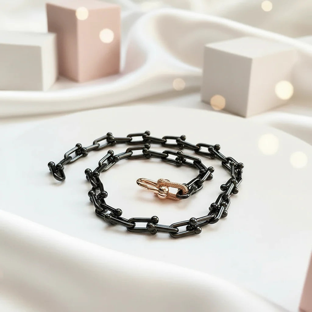 Classic Gold & Black Electroplated Gothic Necklace