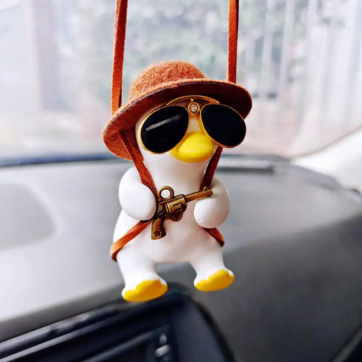Cute Anime Cowboy Duck Car Pendant
