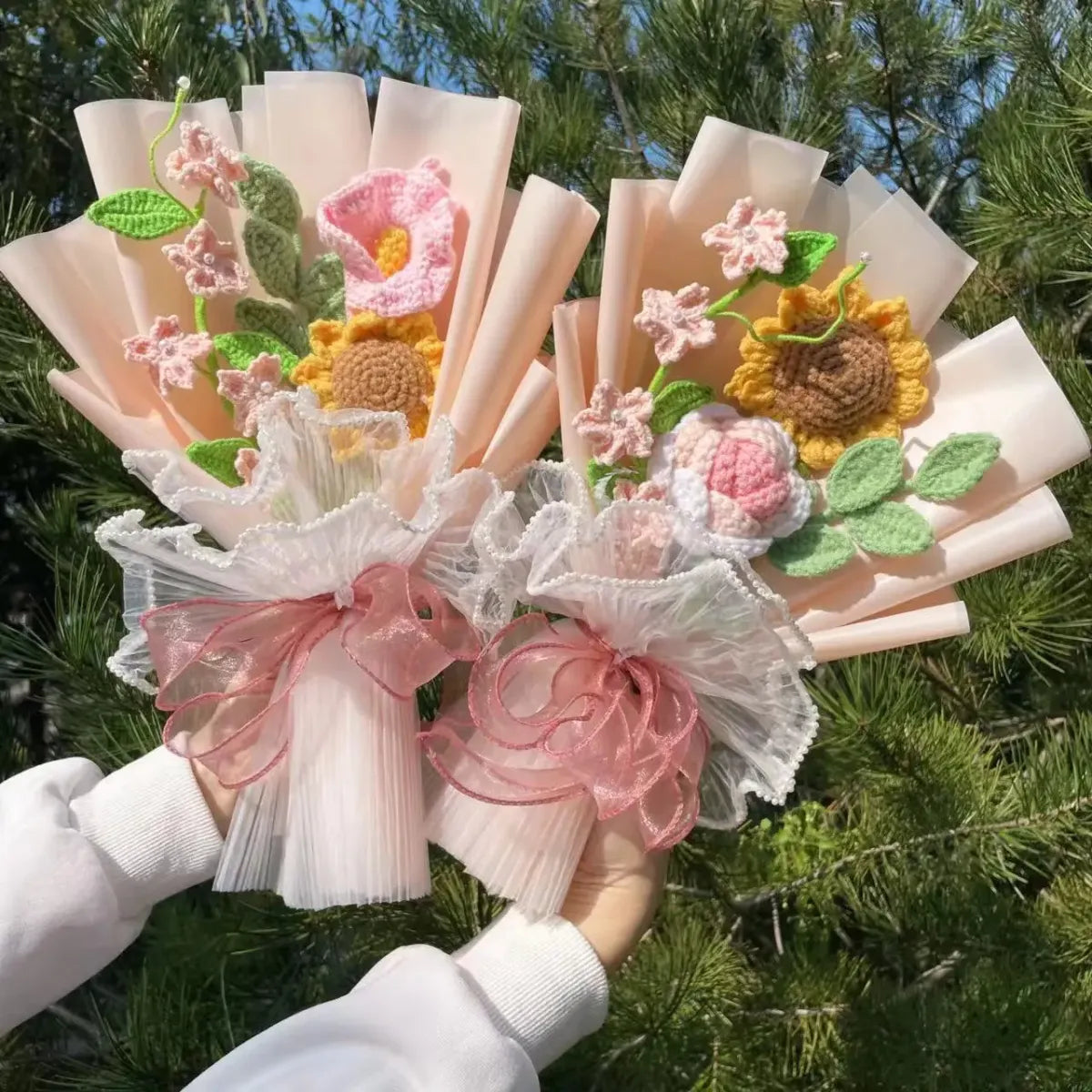 Crochet Sunflower Bouquet – Handmade Knit Gift for Birthday or Graduation