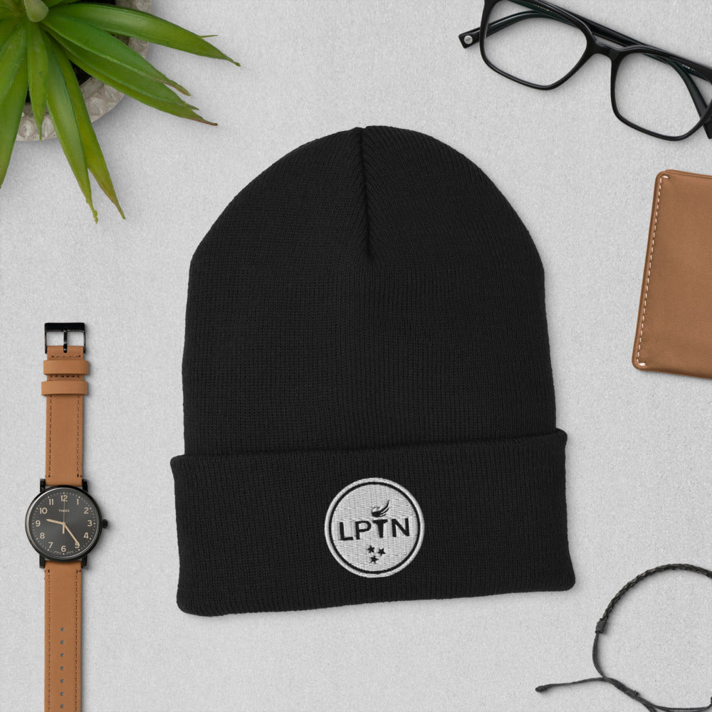 LPTN (White) Cuffed Beanie