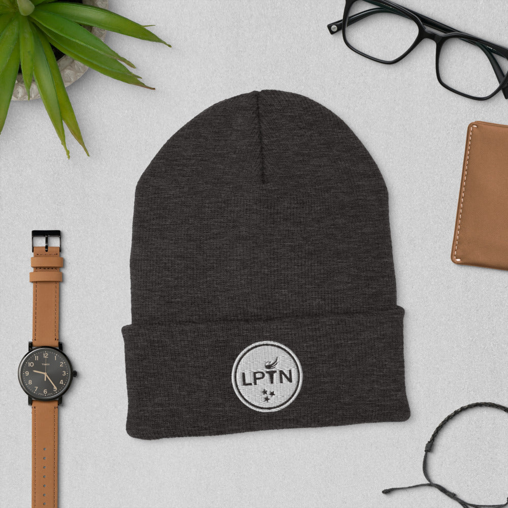 LPTN (White) Cuffed Beanie