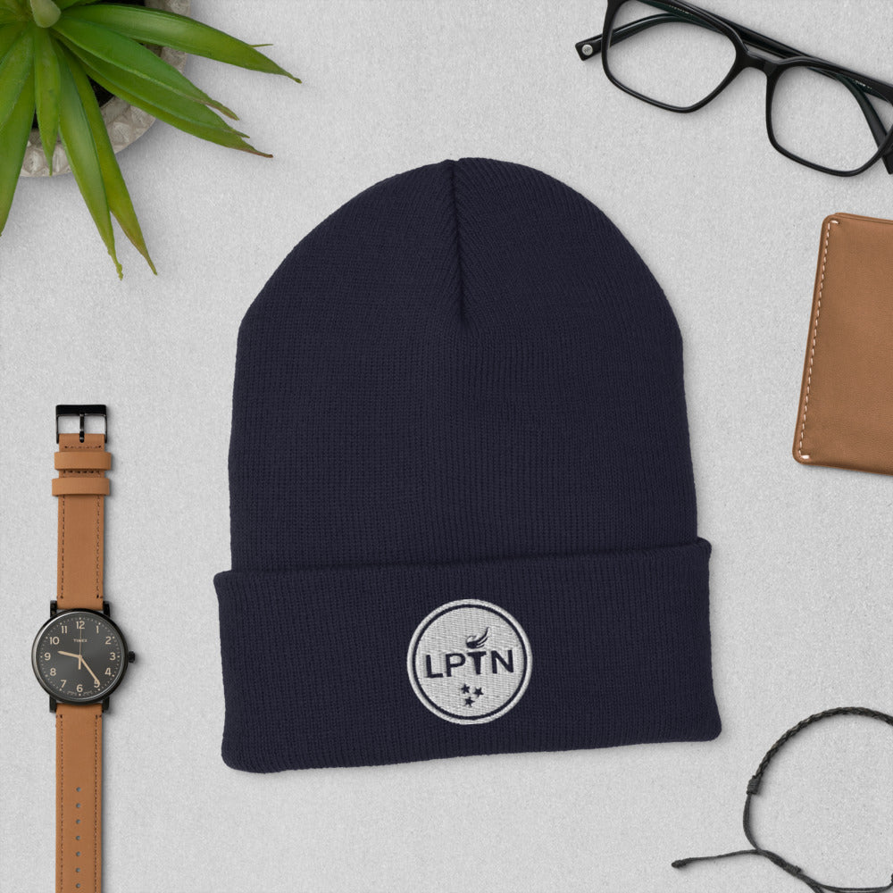 LPTN (White) Cuffed Beanie