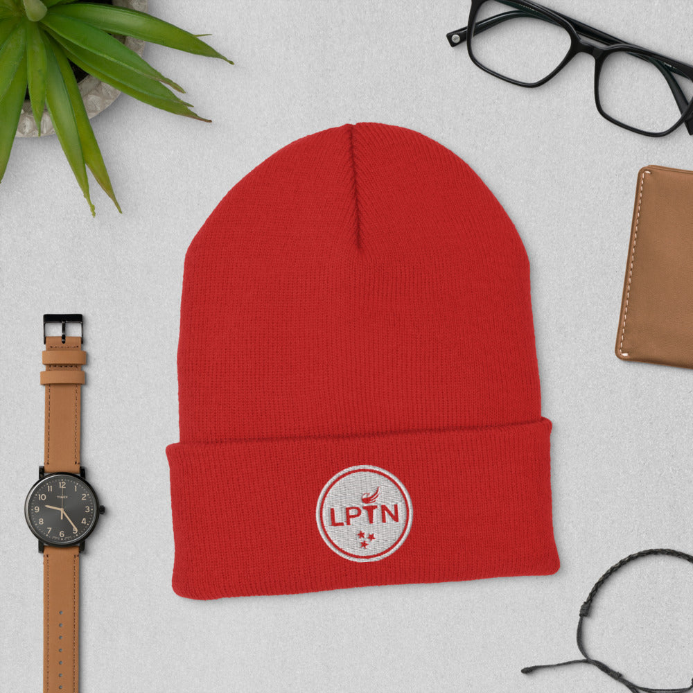 LPTN (White) Cuffed Beanie