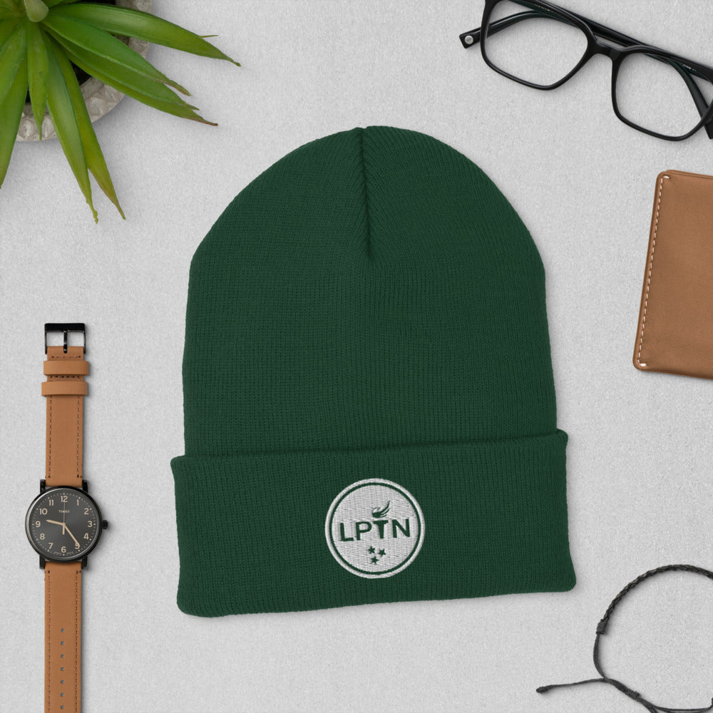 LPTN (White) Cuffed Beanie