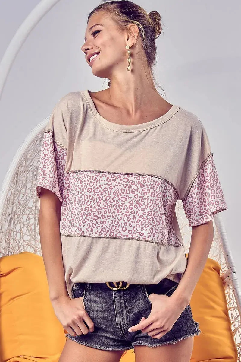 Women's T-Shirt Women's Tee - Leopard Knit Triblend - Casual Style