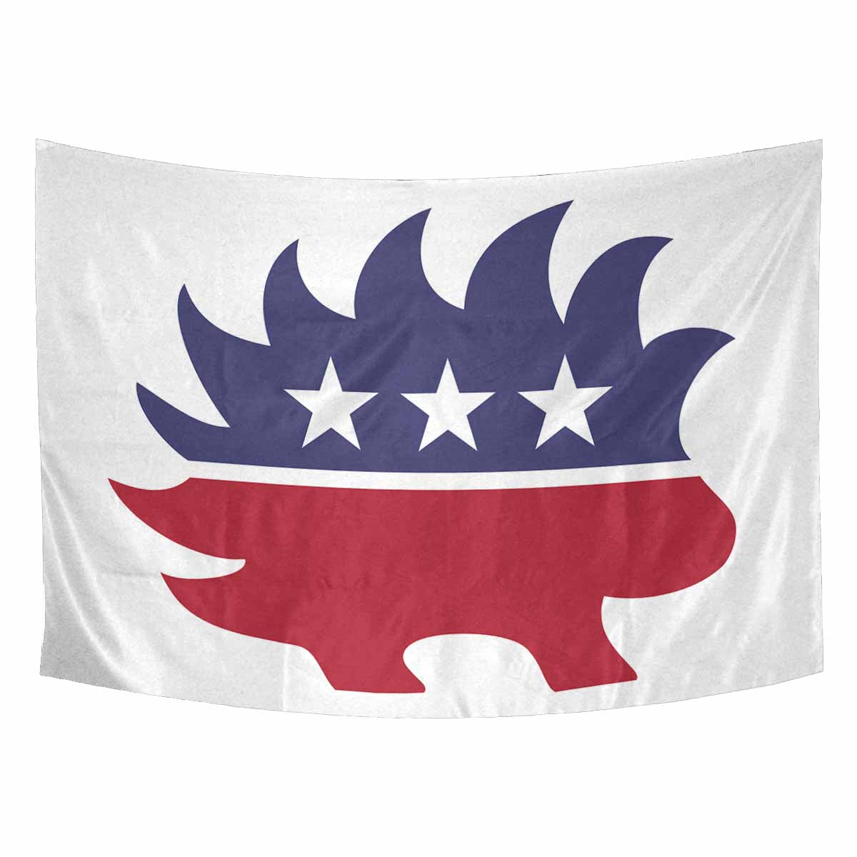 Red white and Blue Porcupine  Single Sided  Wall Tapestry 90"x 60"