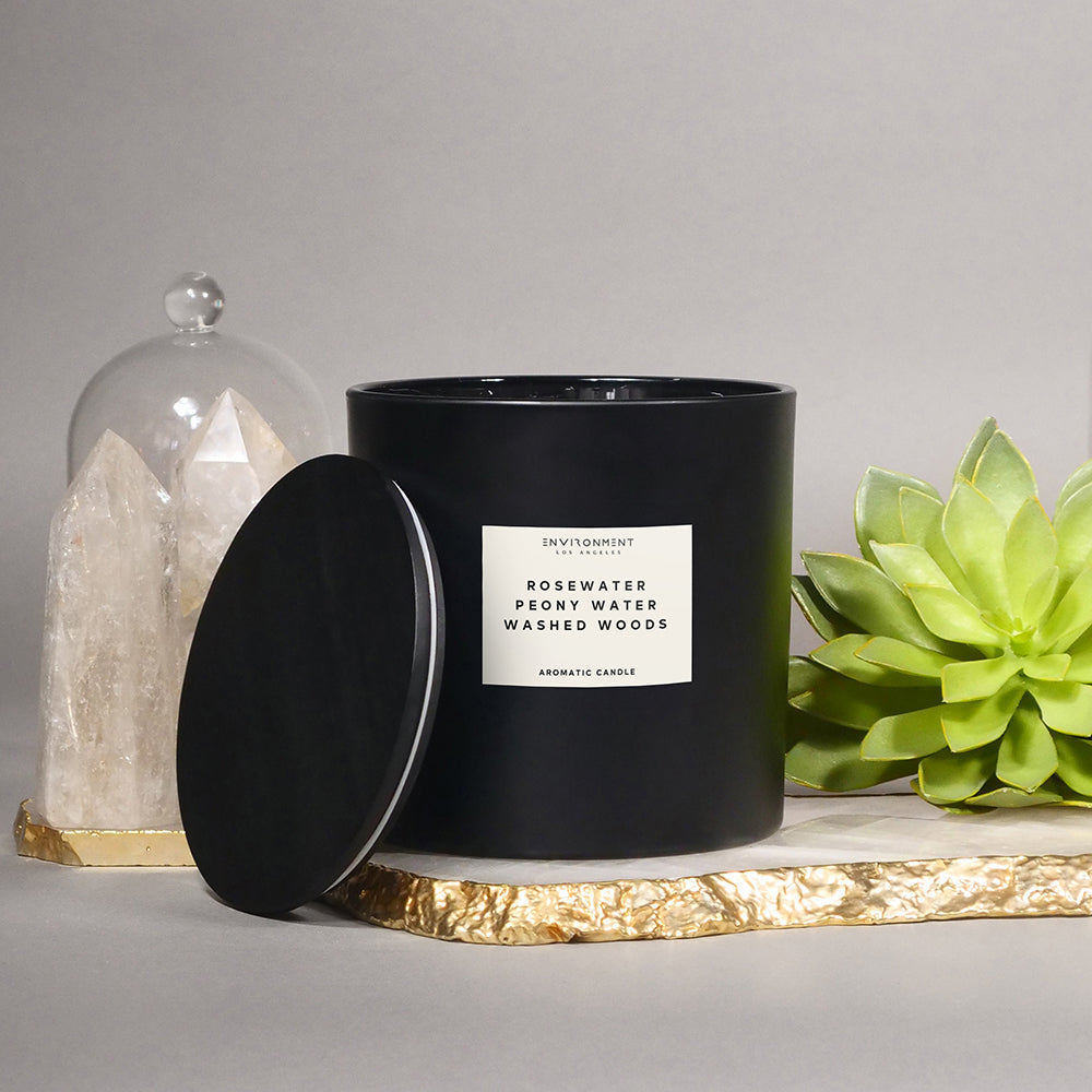 55oz Rosewater | Peony Water | Washed Woods Candle (Inspired by Issey Miyake L'Eau d'Issey®)