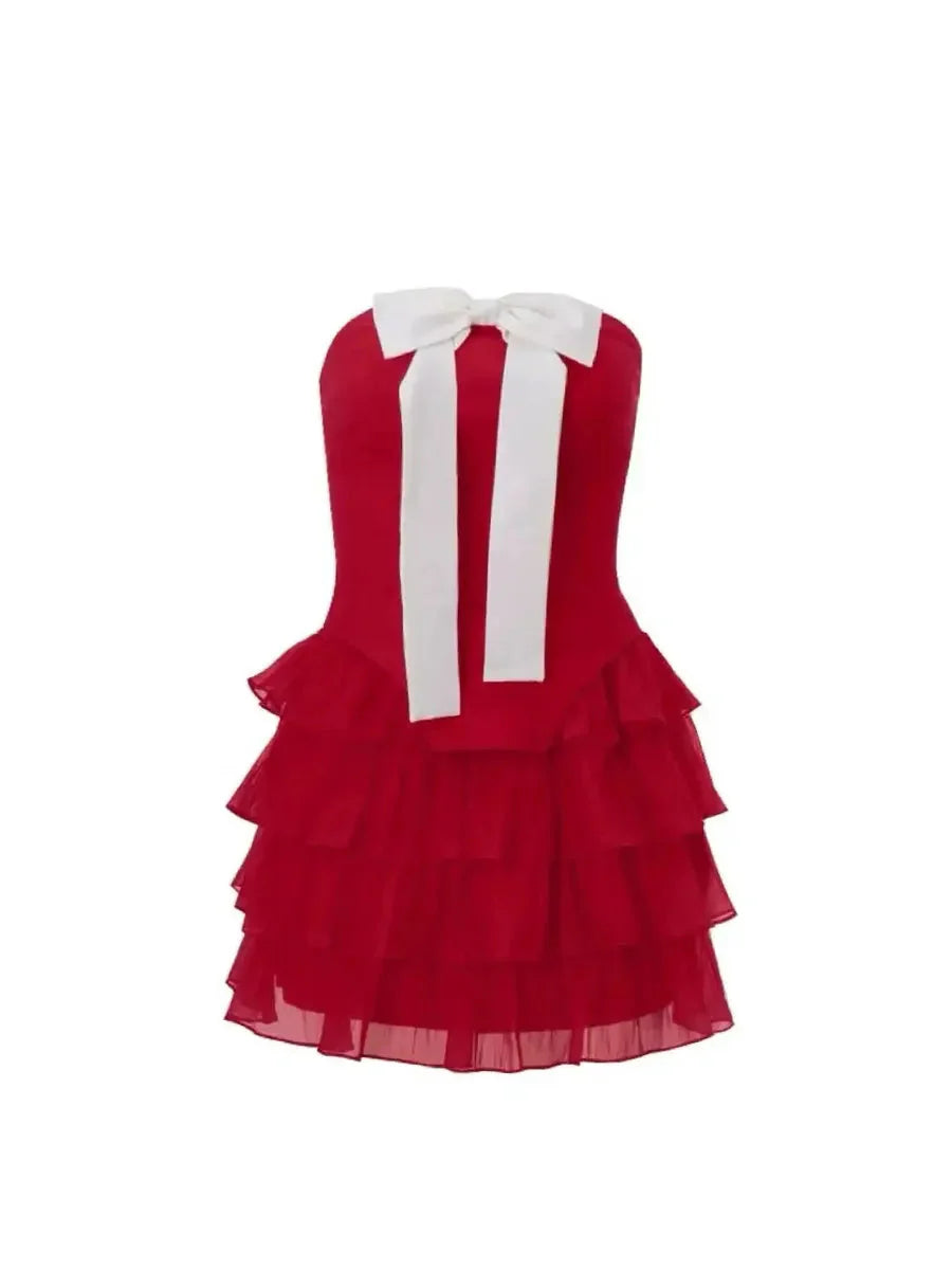 'Black Forrest' Black & White Ribbon Corset Bodysuit Dress