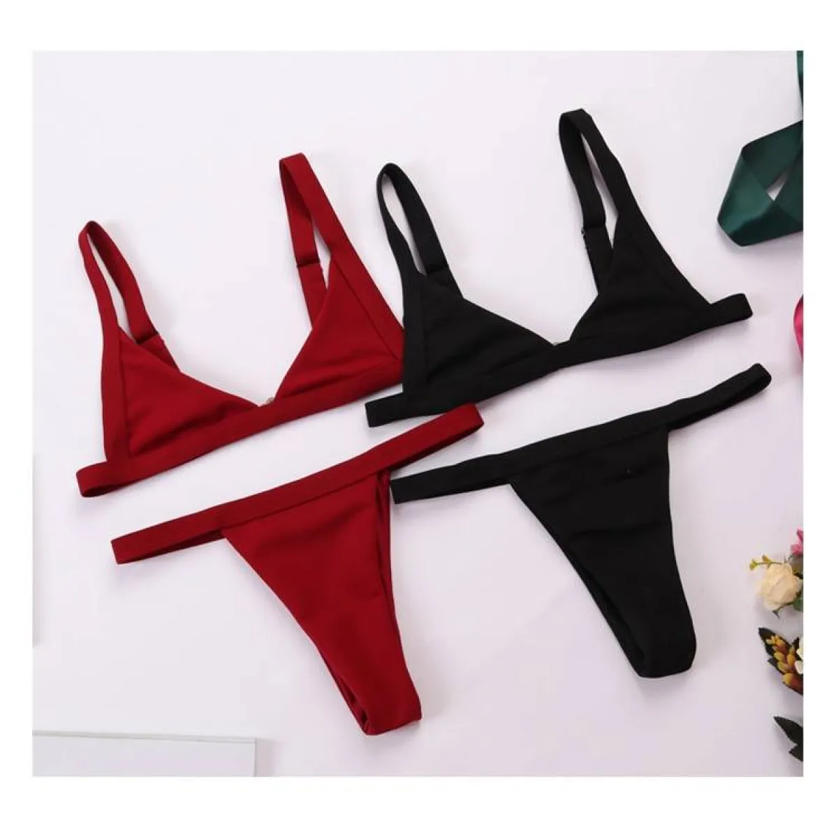 Deep-V Bikini Swimsuit