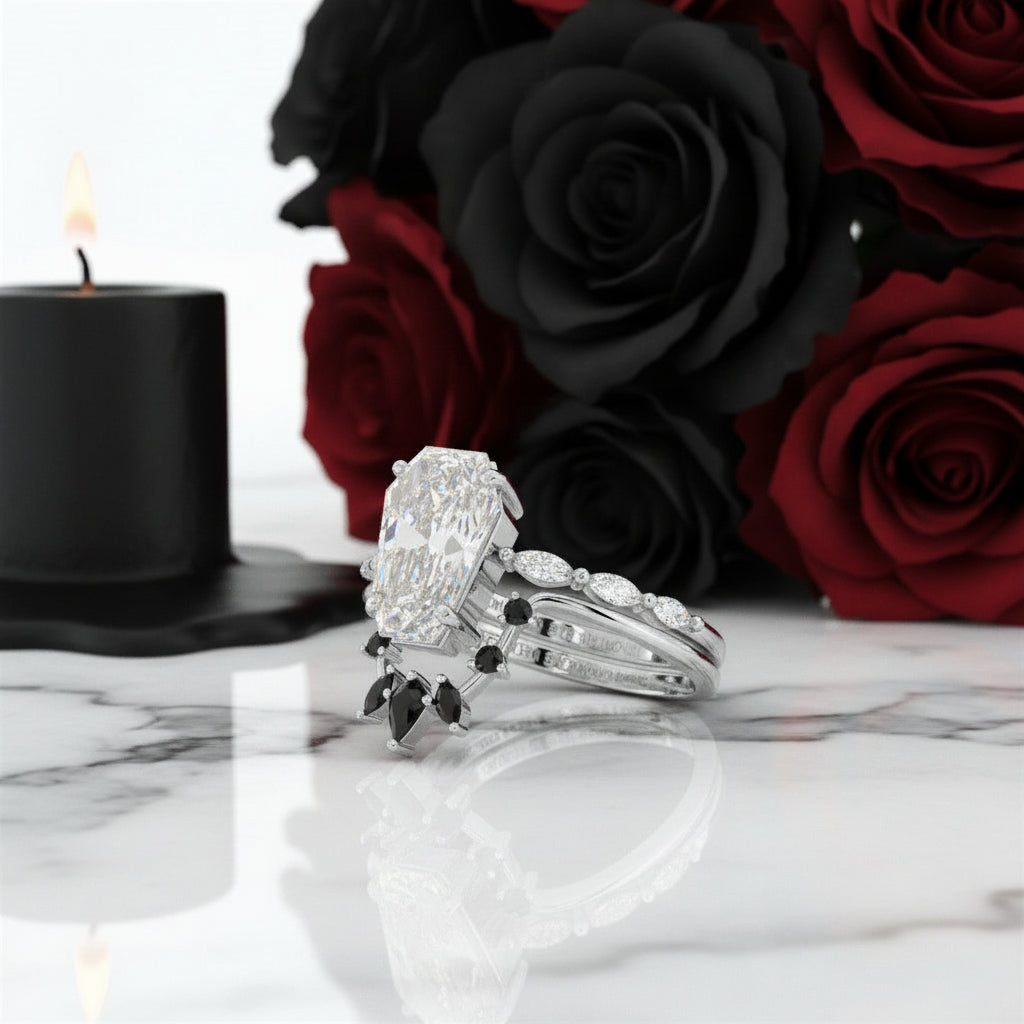 Devoted To You - Limited Coffin Cut Diamond Option Gothic Ring Set