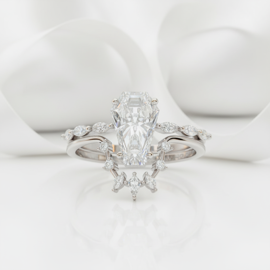 Devoted To You - Limited Coffin Cut Diamond Option Gothic Ring Set
