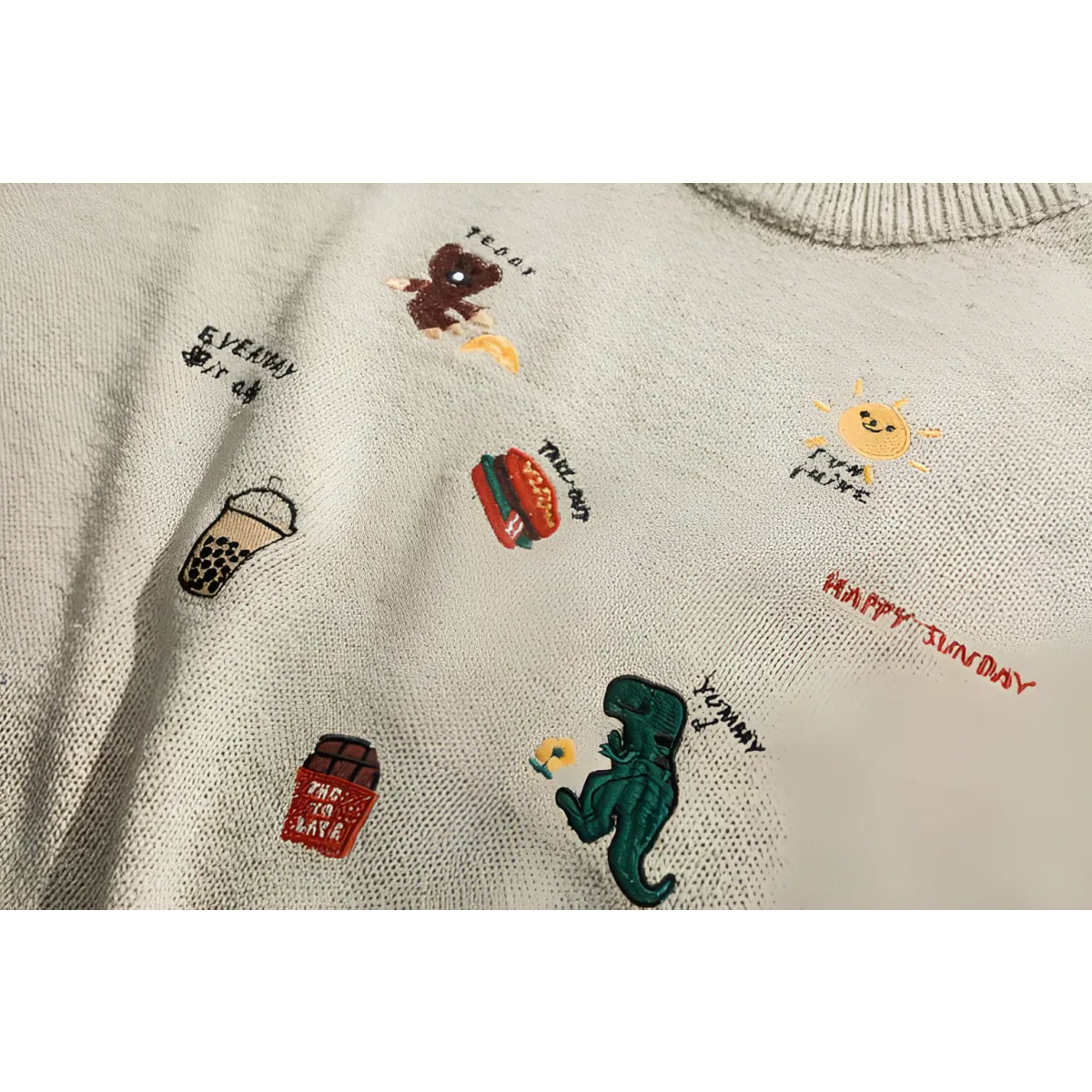 Dinosaur Pattern Knitted Sweater