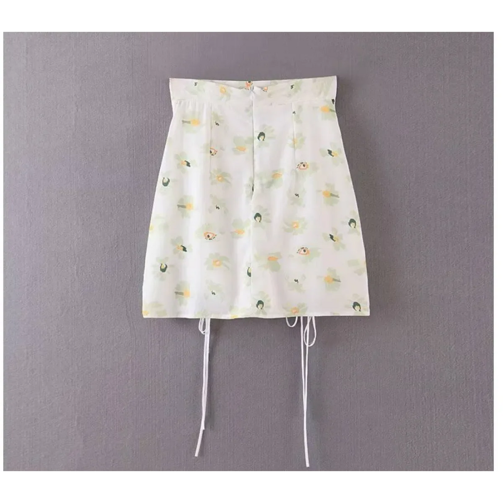 Drawstring Mini Skirt