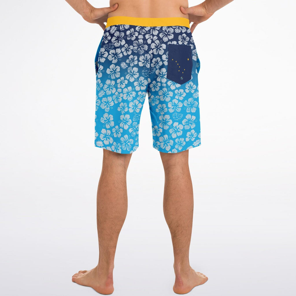 Alaska Libertarian Hawaiian Board Shorts - With Igloos and Porcupines