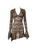 'Cinnamon' Lace Fabric See Through Dress