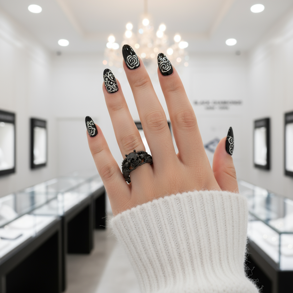 Eternal Adoration- 1.5 Carat Black Diamond Option Gothic Ring Set
