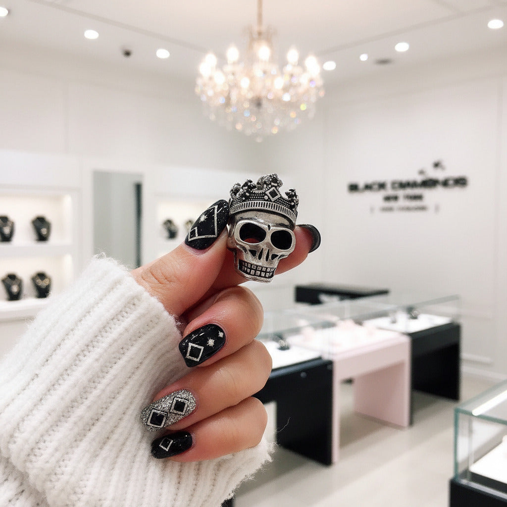 European Option Gothic Skull & Crown Pendant