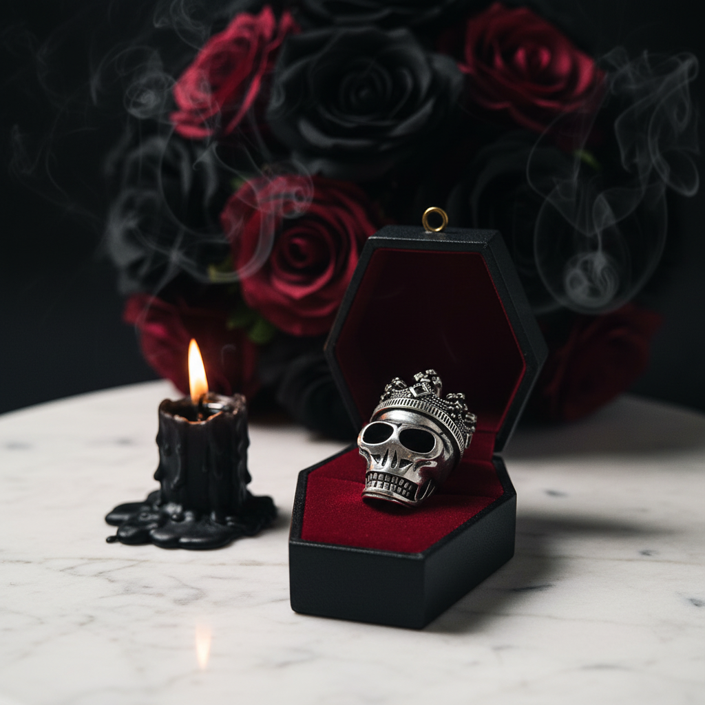 European Option Gothic Skull & Crown Pendant