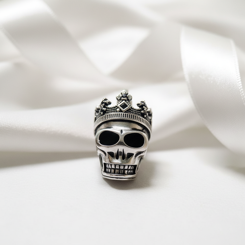 European Option Gothic Skull & Crown Pendant