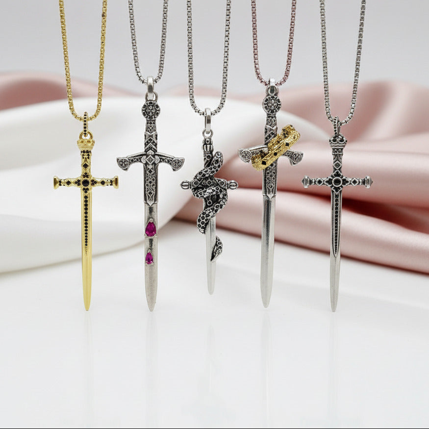 European Style Gothic Sword Link Chain Necklace
