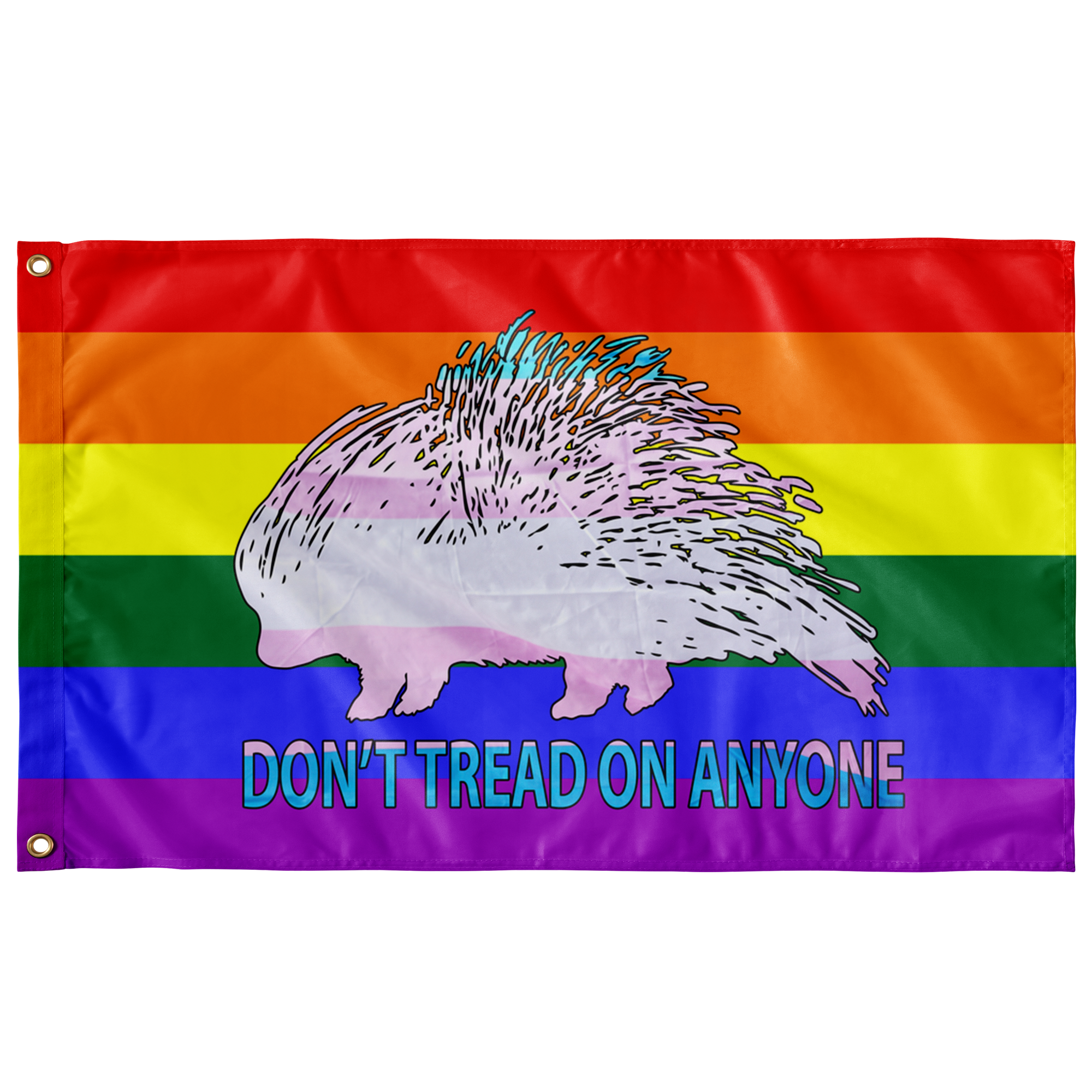 Don't Tread on Anyone LGBTQ Trans Porcupine Single Sided Flag
