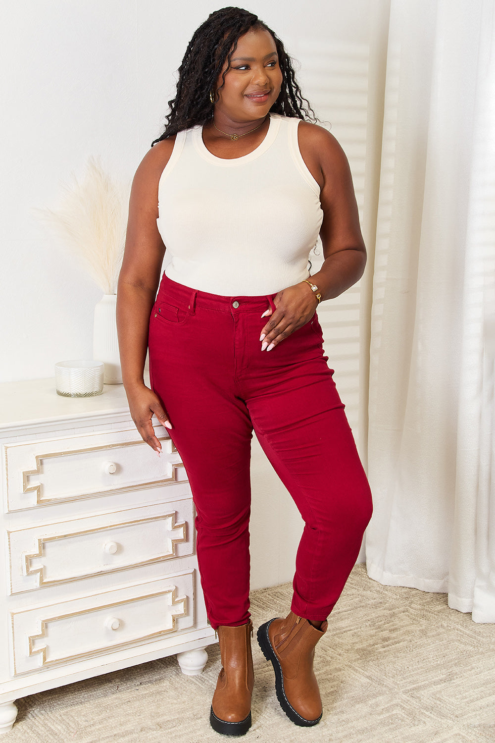 Tan Basic Bae tank top – flat lay product display”