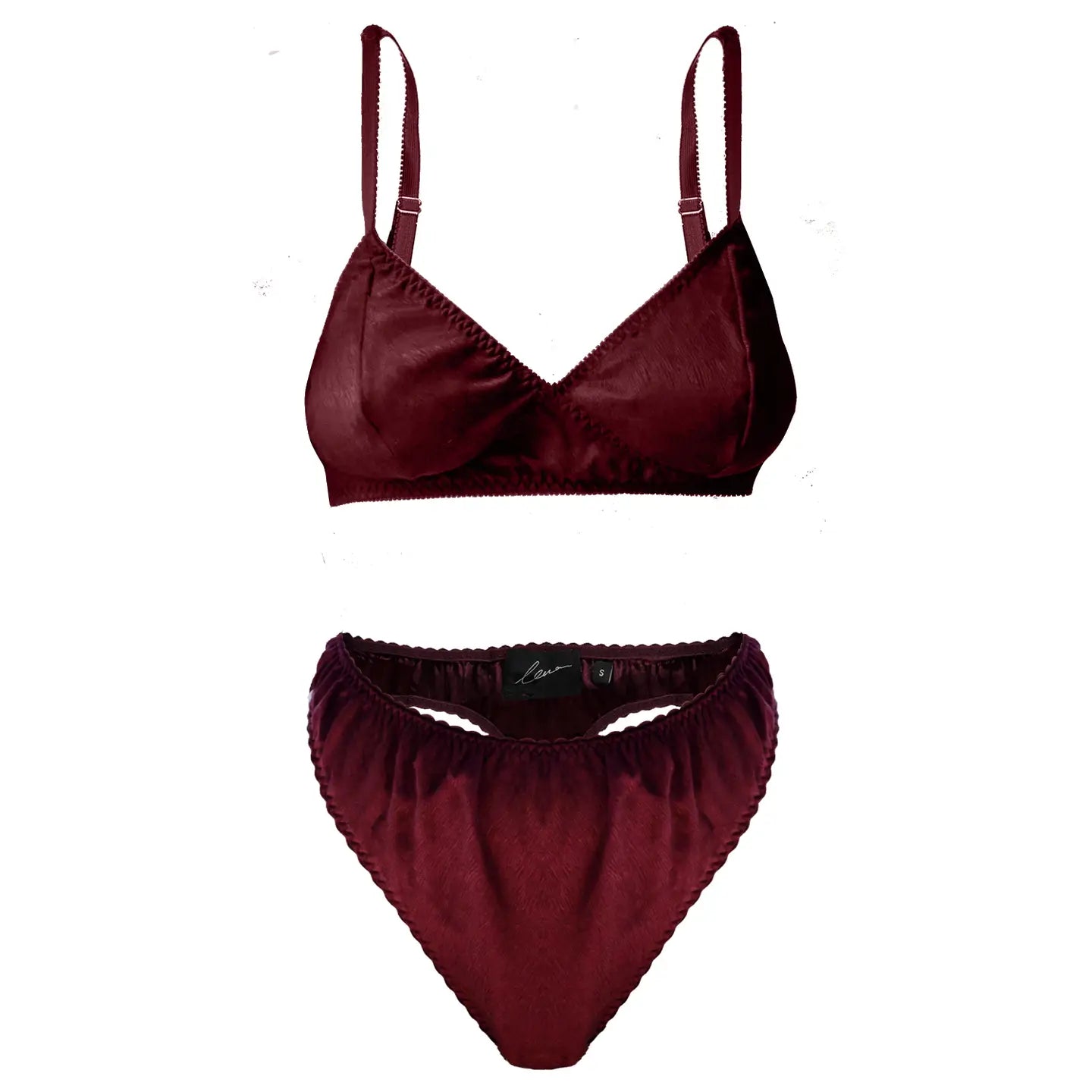 High Waist Thong and Soft Bra Lingerie Set Burgundy