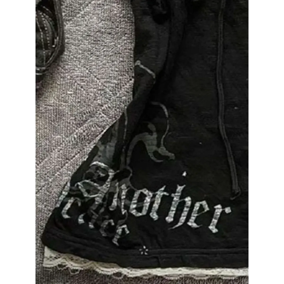 Black Lace-Up Graphic T-Shirt – Fairy Grunge Harajuku Top